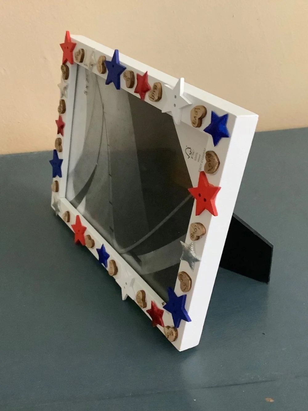 5x7 patriotic/4th of July star button frame